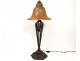 Great table lamp Art Deco wrought iron bronze glass flowers twentieth century