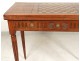 Game table Louis XVI marquetry walnut checkered fluted legs eighteenth century