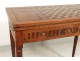 Game table Louis XVI marquetry walnut checkered fluted legs eighteenth century