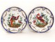 Pair English porcelain plates Chelsea-Derby birds insects nineteenth