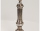 Pair candle torches Louis XVI silver beaded bronze candlesticks 18th