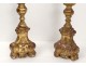 Pair picnic candles candlesticks carved gilded wood candlesticks eighteenth century