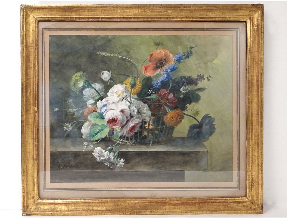 A.Chaplin watercolor painting flowers still life painting XIX