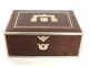 Silver metal box Rosewood box crest Tahan Paris Napoleon III 19th