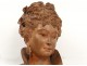 Terracotta bust sculpture elegant woman Belle Epoque Art Nouveau XIXth