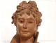 Terracotta bust sculpture elegant woman Belle Epoque Art Nouveau XIXth