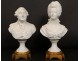 Pair of busts Louis XVI Louis XVI biscuit Marie-Antoinette Saint-Esprit bronze 19th