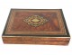 Coffret boîte à jeu marqueterie jetons bois rose laiton Napoléon III XIXème