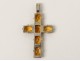 Croix pendentif bijou argent massif topaze citrine cross XXème siècle