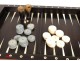 Table game backgammon Louis XVI mahogany golden brass backgammon chips XVIII