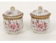 Paire pots à crème porcelaine Compagnie Indes famille rose fleurs XVIIIème