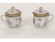 Paire pots à crème porcelaine Compagnie Indes famille rose fleurs XVIIIème