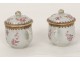 Paire pots à crème porcelaine Compagnie Indes famille rose fleurs XVIIIème