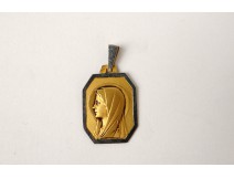 Médaille de baptême en or massif 18 carats Vierge Marie XXème siècle