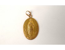 Médaille de baptême en or massif 18 carats Vierge Marie XXème siècle