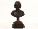 Pair of bronze busts Voltaire Rousseau philosophical writer eighteenth Lights