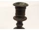 Bougeoir flambeau bronze Haute Epoque antique candlestick XVIIème siècle