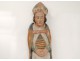 Statue polychrome wood sculpture Saint bishop&#39;s miter seventeenth century chapel