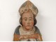 Statue polychrome wood sculpture Saint bishop&#39;s miter seventeenth century chapel