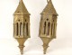 Pair of bronze sconces Gothic cathedral Viollet-le-Duc Napoleon III nineteenth