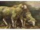 Superb pair HSP Barbizon school paintings sheep barn hen nineteenth century