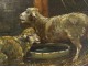 Superb pair HSP Barbizon school paintings sheep barn hen nineteenth century