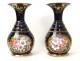 Paire vases balustres porcelaine Valentine Saint-Gaudens fleurs dorure XIXè