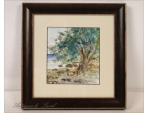 Watercolor, Landscape of the Dominican Republic, G.Pennamen, twentieth century