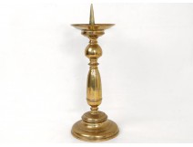 Pique-cierge bougeoir bronze doré candlestick Haute-Epoque XVIème siècle