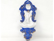 Bénitier porcelaine Paris Vierge Marie coquille Saint-Esprit dorure XIXème