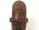 Guitare africaine sculpture tête homme bois sculpté cuir ethnique tribal