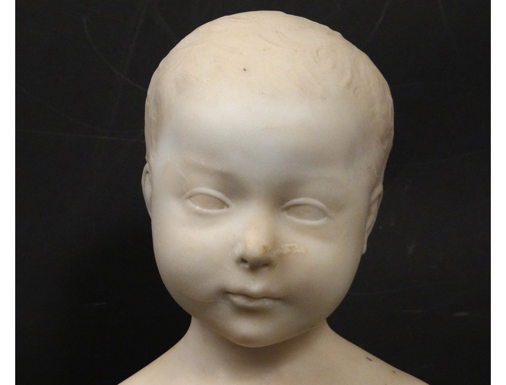 Superbe sculpture buste marbre Carrare enfant jeune garçon XIXème siècle