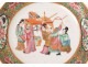 Assiette porcelaine Canton personnages mandarins bureau geishas Chine XIXè