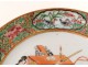 Assiette porcelaine Canton personnages mandarins bureau geishas Chine XIXè