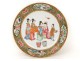 Assiette porcelaine Canton personnages femmes geishas thé oiseaux Chine 19è