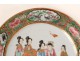 Assiette porcelaine Canton personnages femmes geishas thé oiseaux Chine 19è