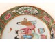 Assiette porcelaine Canton personnages femmes geishas thé oiseaux Chine 19è