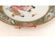 Assiette porcelaine Canton personnages femmes geishas thé oiseaux Chine 19è