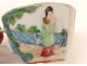 Tasse soucoupe porcelaine Canton personnages geisha pagode Chine fleurs 19è