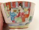 Tasse soucoupe porcelaine Canton personnages geisha pagode Chine fleurs 19è