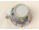 Tasse soucoupe porcelaine Canton personnages geisha pagode Chine fleurs 19è