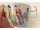 Tasse soucoupe porcelaine Canton personnages femmes éventail Chine XIXème