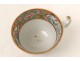 Tasse soucoupe porcelaine Canton personnages femmes éventail Chine XIXème