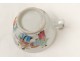 Tasse soucoupe porcelaine Canton personnages femmes éventail Chine XIXème