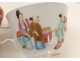 Tasse soucoupe porcelaine Canton personnages femmes mandarins Chine XIXème