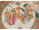 Tasse soucoupe porcelaine Canton femmes mandarins oiseaux fleurs Chine XIXè