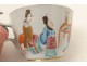 Tasse soucoupe porcelaine Canton femmes mandarins oiseaux fleurs Chine XIXè