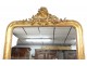 Large wood fireplace mirror gilded stucco shell flowers Napoleon III XIXth