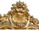 Large wood fireplace mirror gilded stucco shell flowers Napoleon III nineteenth