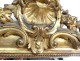 Large wood fireplace mirror gilded stucco shell flowers Napoleon III nineteenth